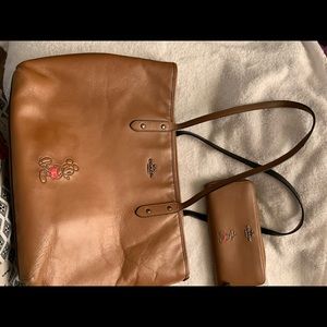 Leather Disney Coach Handbag Matching wallet